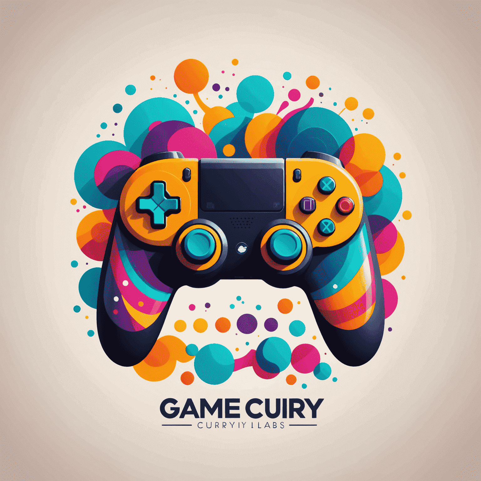GameCurryLabs logo featuring abstract game controller shapes in vibrant Indian-inspired colors