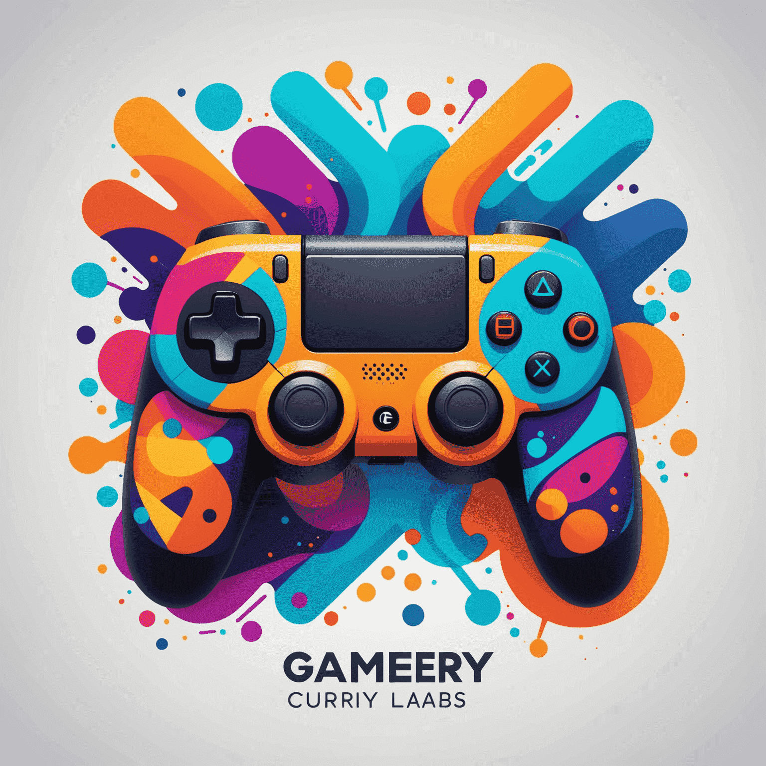 GameCurryLabs logo featuring abstract game controller shapes in vibrant Indian-inspired colors