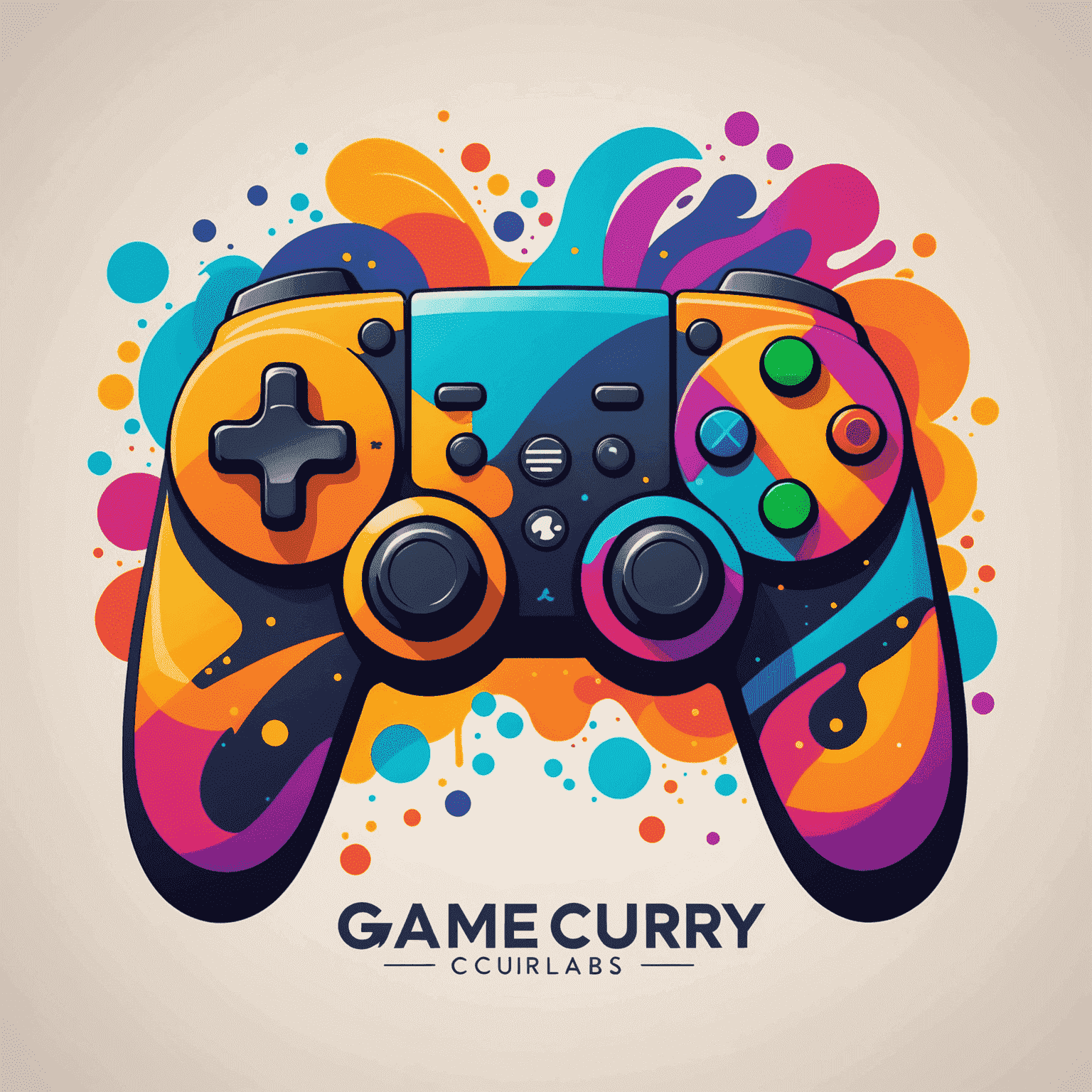 GameCurryLabs logo featuring abstract game controller shapes in vibrant Indian-inspired colors